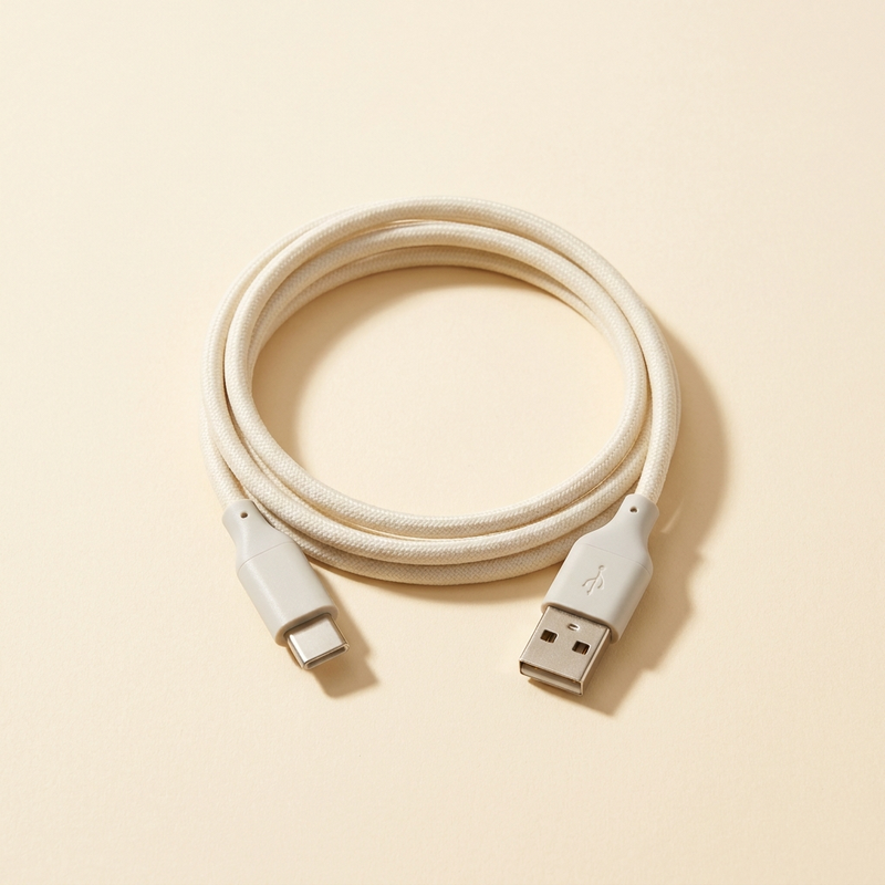 USB-C charging cable coiled